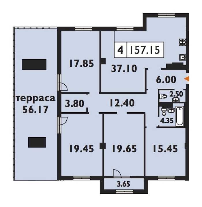 Четырехкомнатная квартира в : площадь 157 м2 , этаж: 6 – купить в Санкт-Петербурге